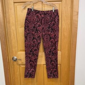 H&M Burgundy and red Cropped Patterned Jeans